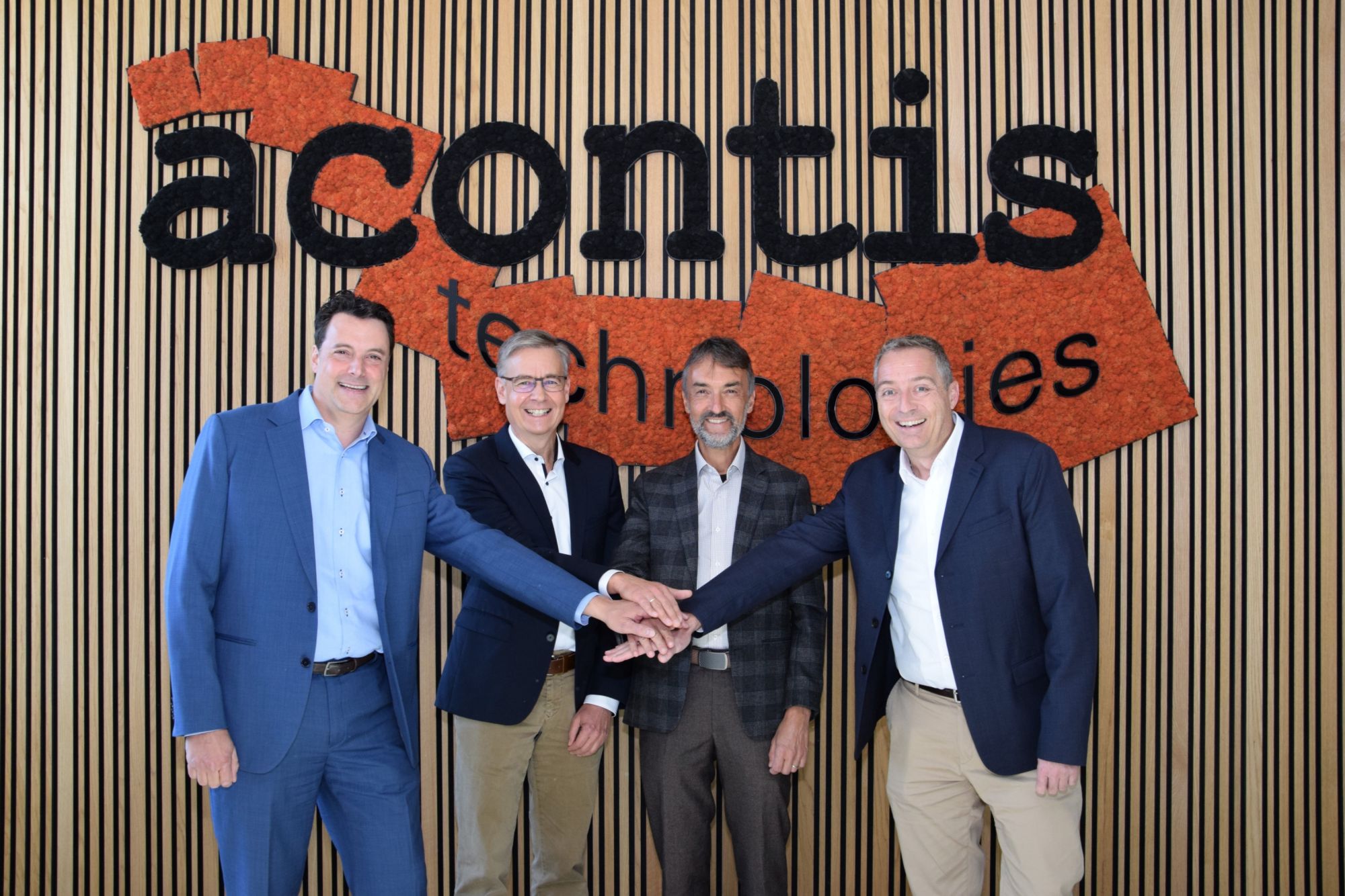 Die aktuelle und künftige Geschäftsführung bei acontis technologies. vlnr: Thomas Waggershauser, Christoph Widmann, Stefan Zintgraf, Cyril Eyssautier